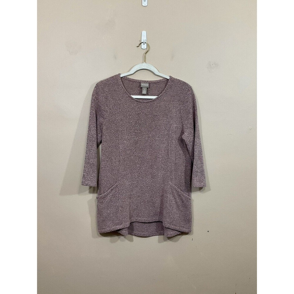 Chicos Womens Tunic Sweater Size 1 (M/8) Mauve Coastal Minimalist Lagenlook Soft